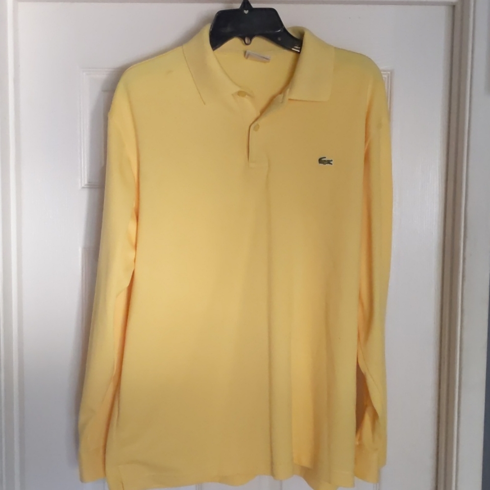 Lacoste Yellow, Long Sleeve Polo, Large